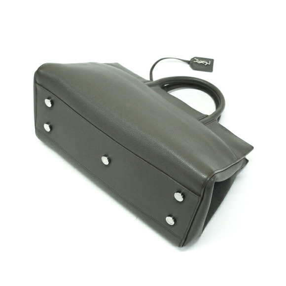 Saint Laurent Cabas Rive Gauche Leather Shoulder Bag Grey - Picture 5 of 10